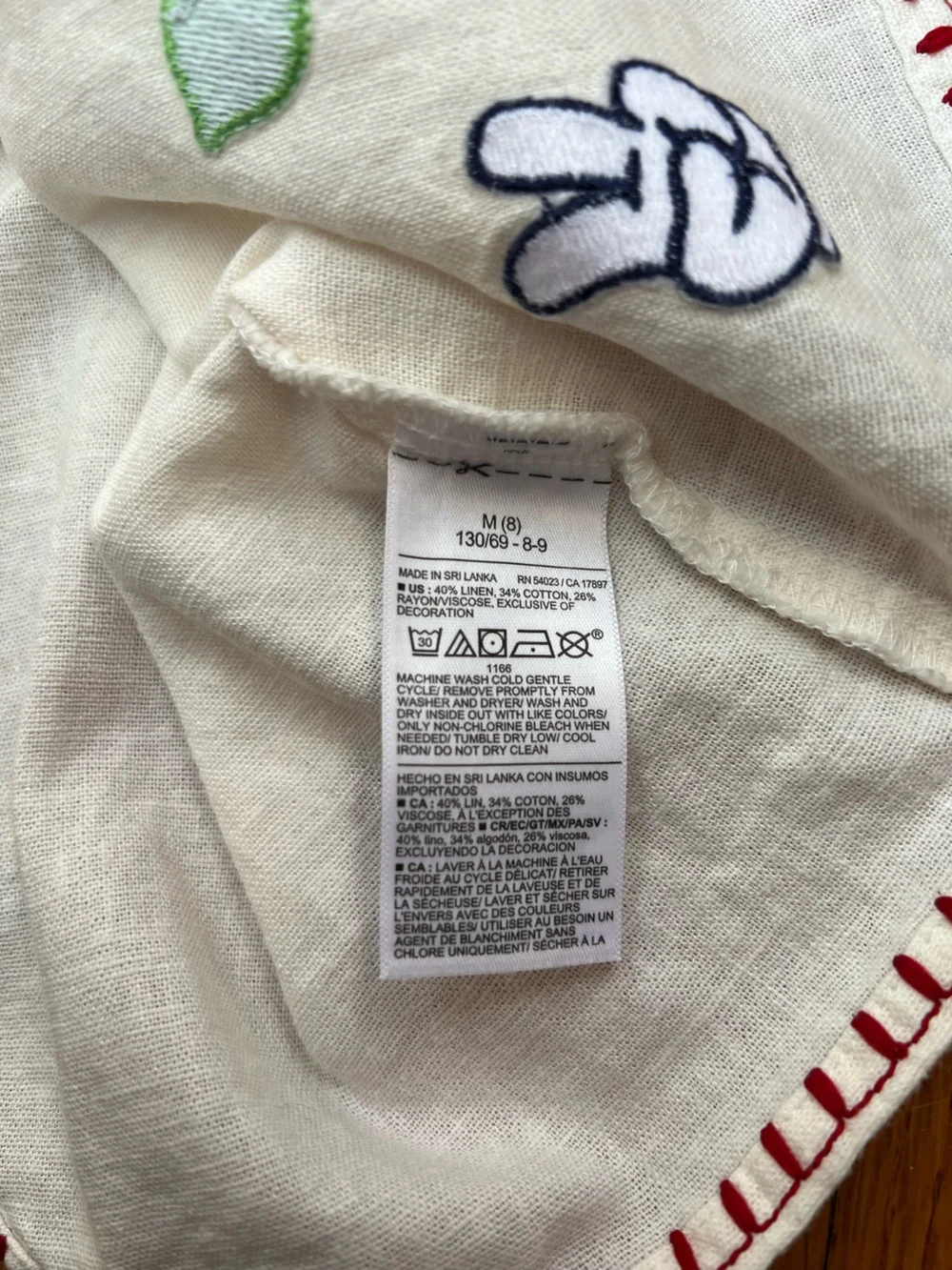 Old Navy Disney Embroidered Tulip Back Tank Top White | Girl’s Medium (8)